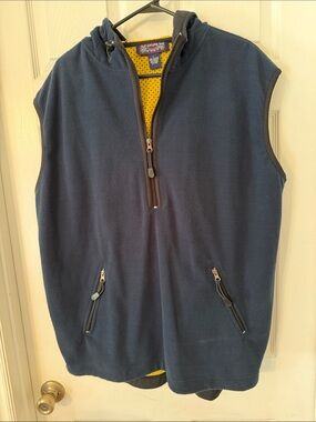 Old College Inn Sportswear Men’s Navy Fleece Sleeveless Hoodie, Large, Like NEW